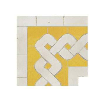 Mosaic House Moroccan tile Woven S Corner 18-1 Yellow White  zellige, mosaic, zellij, border, glaze, classic 
